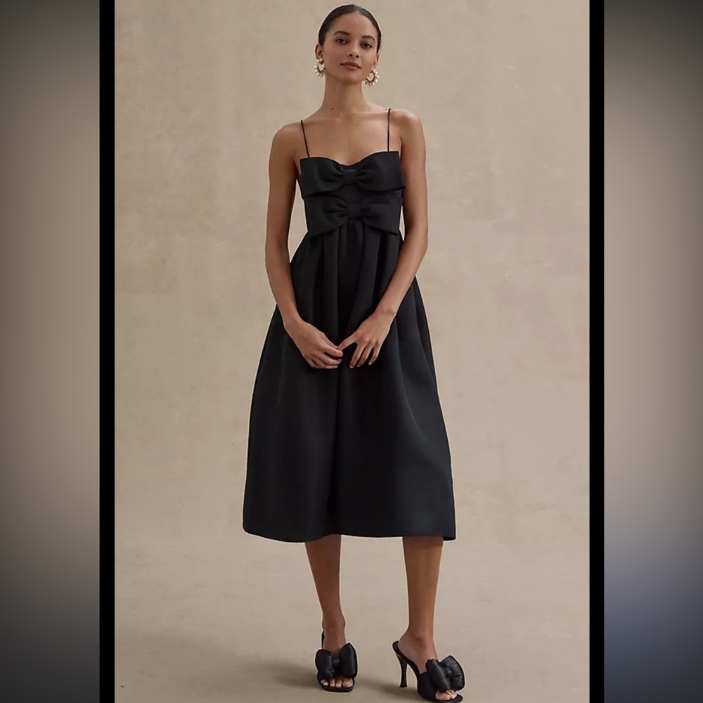 Sachin + Babi Black Bow-Front Midi Dress